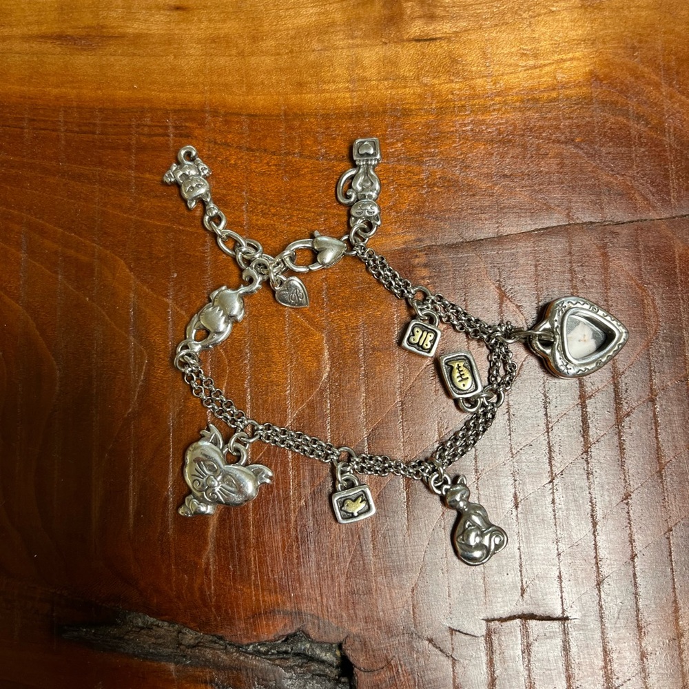 Brighton Pedigree Cat Charm Locket Heart Retired Heart Charm Bracelet.